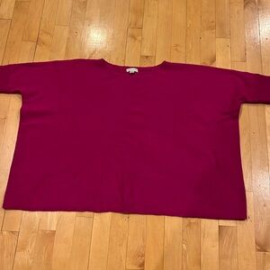 Garnet Hill Hot Pink Cashmere Cropped Sweater, 3/4 length sleeves Sz S